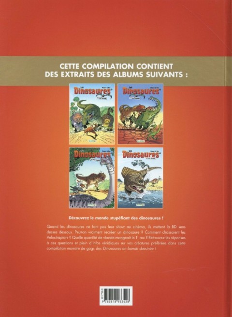 Verso de l'album Les Dinosaures en BD Jurassic Couac