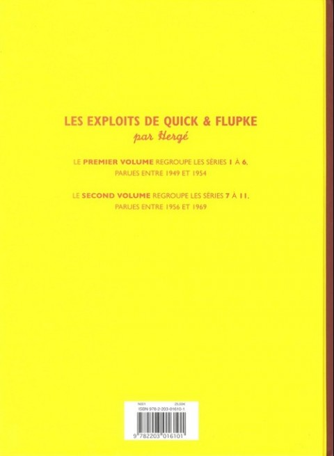 Verso de l'album Les Exploits de Quick et Flupke 1er volume