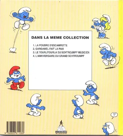 Verso de l'album 3 histoires de Schtroumpfs Tome 4 L'anniversaire du grand schtroumpf