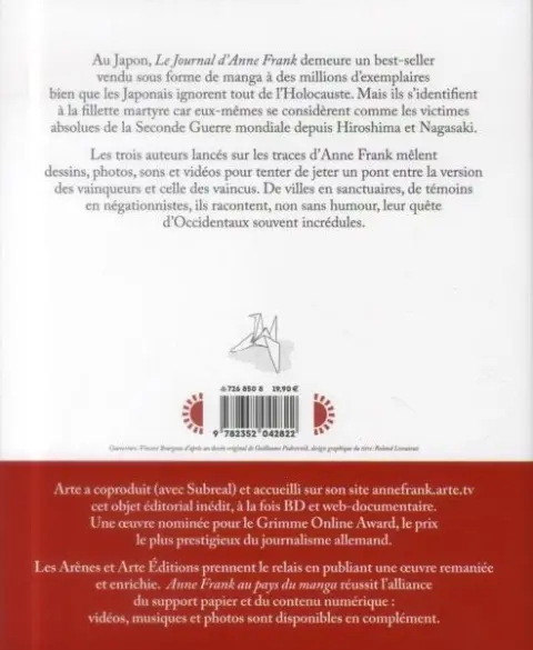 Verso de l'album Anne Frank au pays du manga