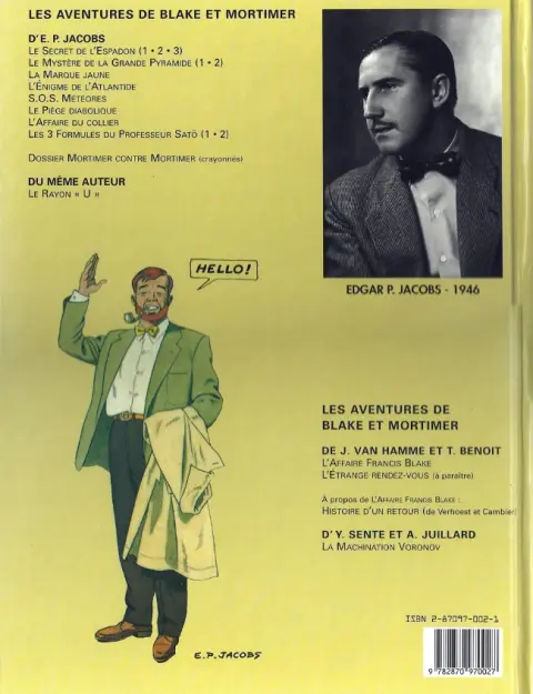 Verso de l'album Blake et Mortimer Tome 1 Le Secret de l'Espadon