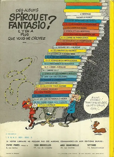 Verso de l'album Spirou et Fantasio Tome 8 La mauvaise tête