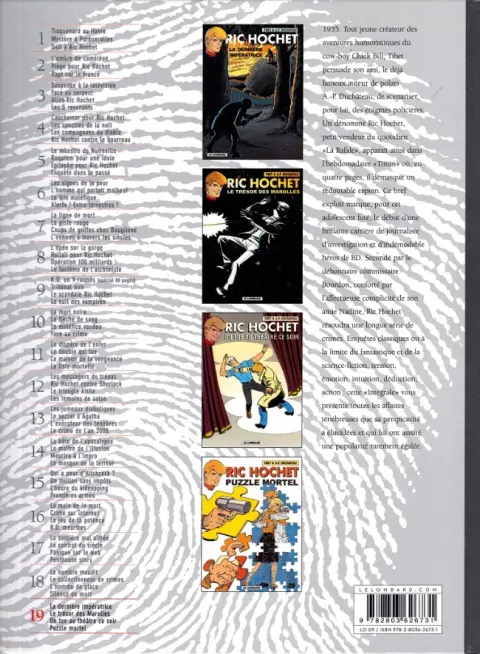 Verso de l'album Ric Hochet Intégrale Tome 19