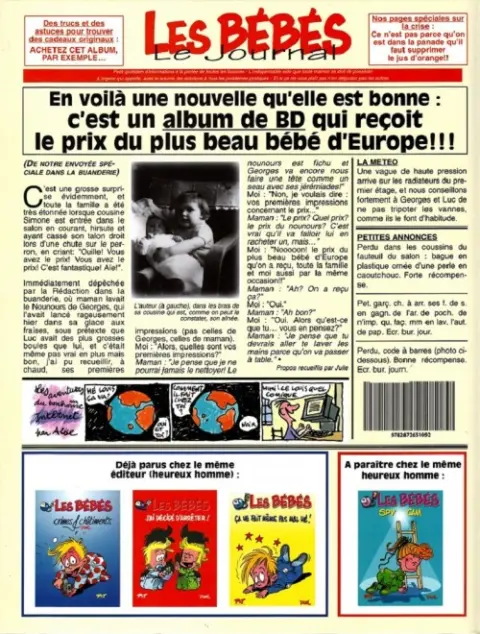 Verso de l'album BB de BD / Les Bébés Tome 6 Ça ne fait même pas mal hé !