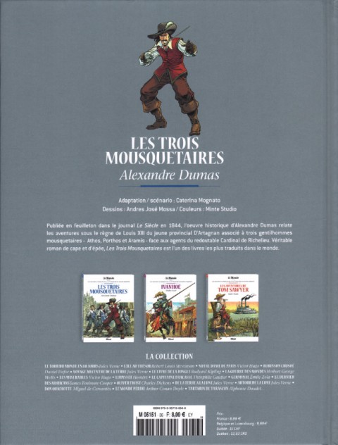 Verso de l'album Les Grands Classiques de la littérature en bande dessinée Tome 36 Les trois mousquetaires