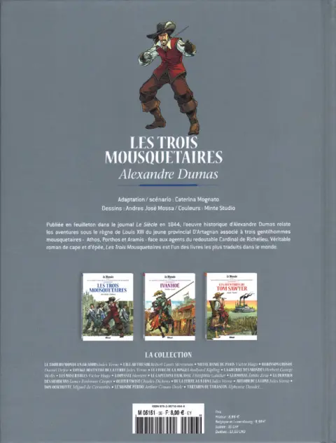 Verso de l'album Les Grands Classiques de la littérature en bande dessinée Tome 36 Les trois mousquetaires