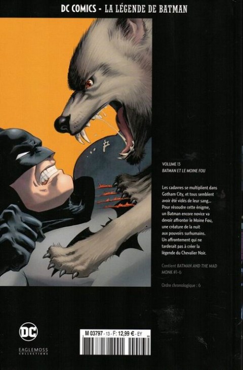 Verso de l'album DC Comics - La Légende de Batman Volume 13 Batman et le moine fou