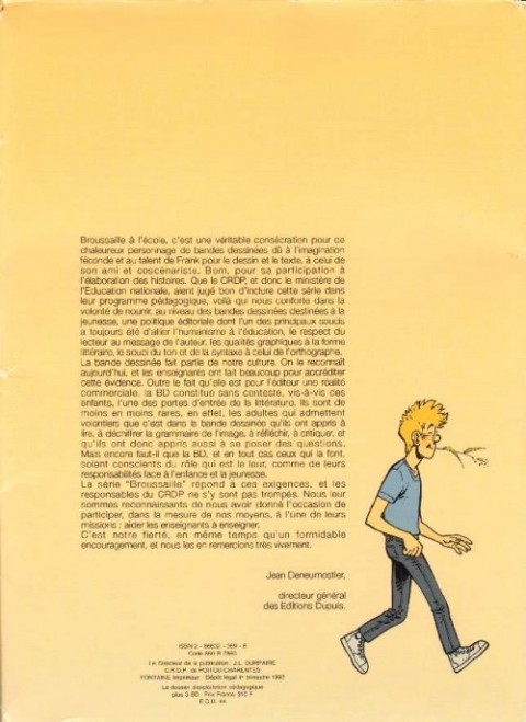Verso de l'album Broussaille Documents d'Exploitation Pédagogique