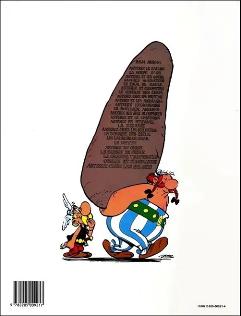 Verso de l'album Astérix Tome 23 Obélix et compagnie