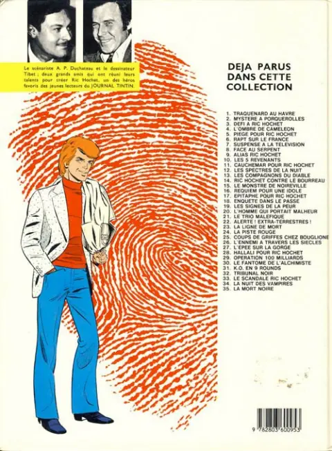 Verso de l'album Ric Hochet Tome 25 Coups de griffes chez Bouglione