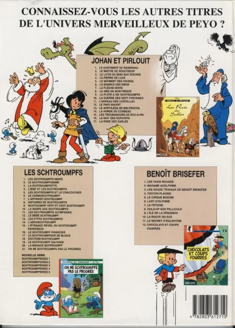 Verso de l'album Johan et Pirlouit Tome 16 La nuit des sorciers