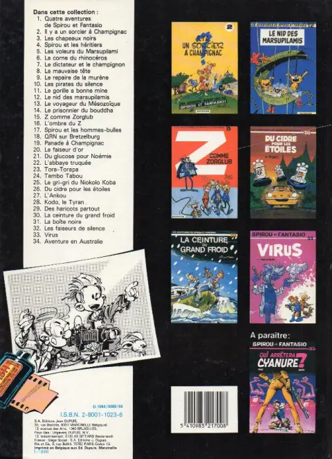 Verso de l'album Spirou et Fantasio Tome 32 Les faiseurs de silence