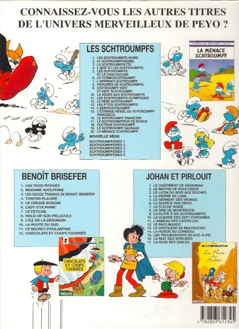 Verso de l'album Les Schtroumpfs Tome 15 L'Étrange Réveil du Schtroumpf paresseux