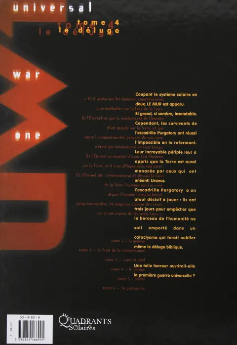 Verso de l'album Universal War One Tome 4 Le déluge