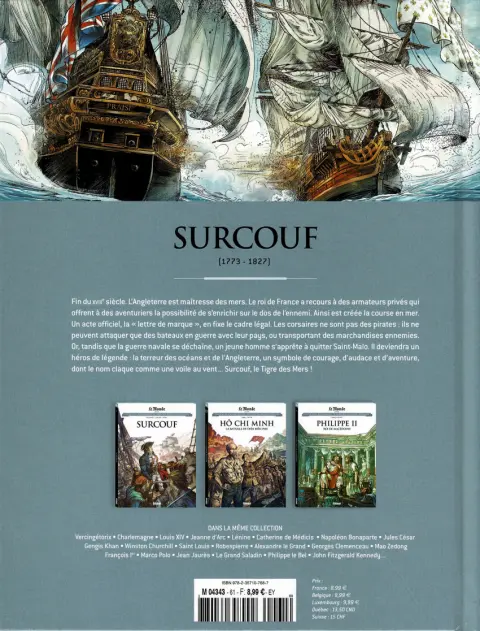 Verso de l'album Les grands personnages de l'Histoire en bandes dessinées Tome 61 Surcouf