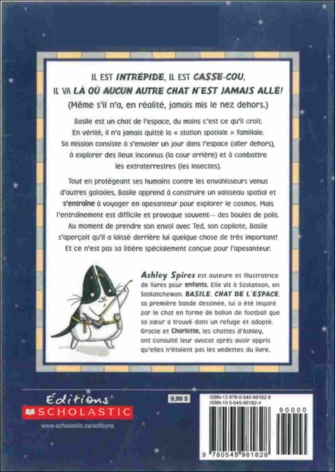 Verso de l'album Basile 1 Basile, chat de l'espace