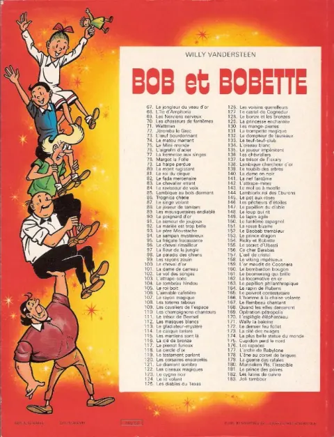 Verso de l'album Bob et Bobette Tome 93 Le Père Moustache