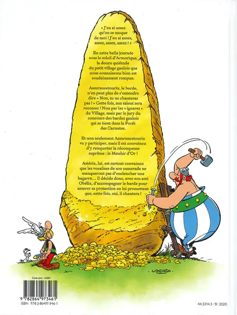 Verso de l'album Astérix Le Menhir d'or