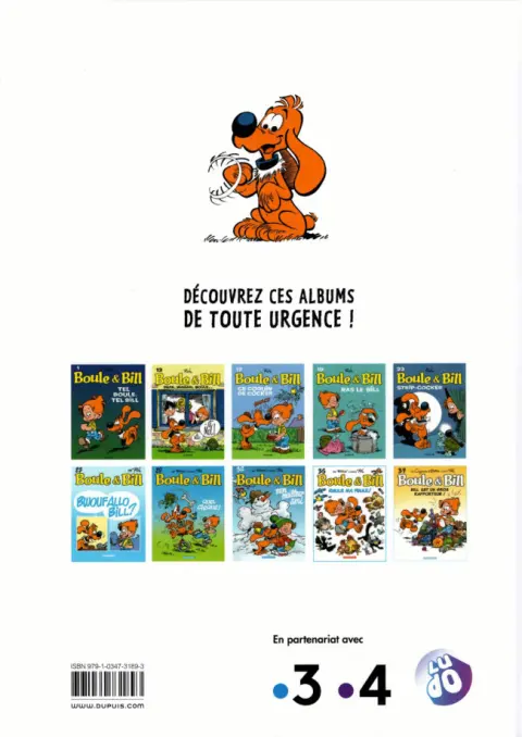 Verso de l'album Boule & Bill Tome 18 Carnet de Bill