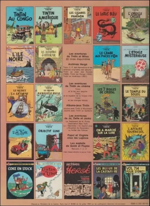 Verso de l'album Tintin Tome 15 Tintin au pays de l'or noir