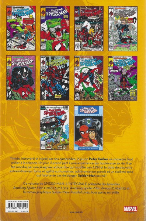 Verso de l'album Spider-Man - L'Intégrale Tome 28 1989