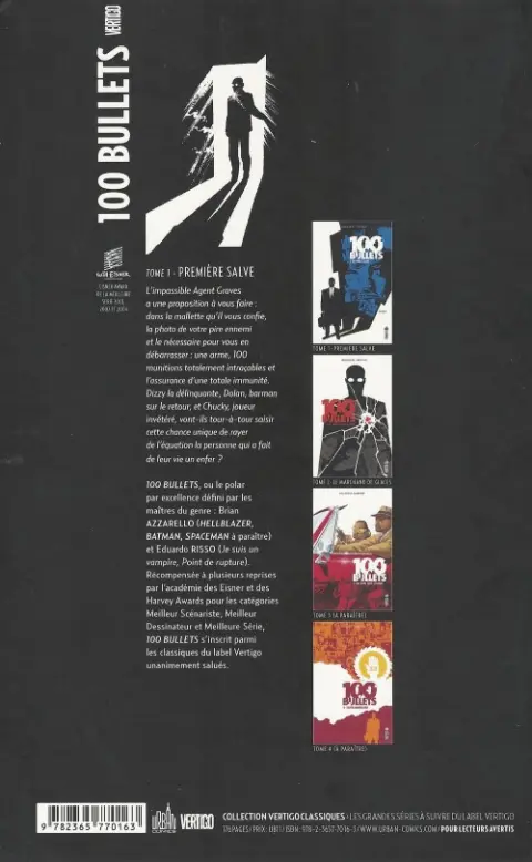 Verso de l'album 100 Bullets Tome 1 Première salve