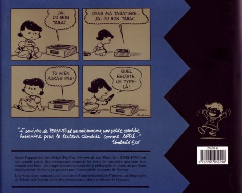 Verso de l'album Snoopy & Les Peanuts Tome 2 1953 - 1954