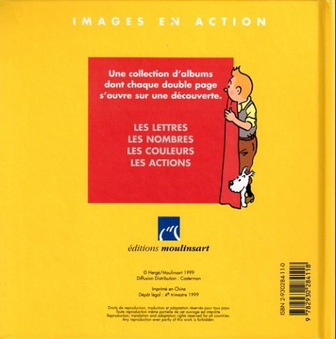 Verso de l'album Tintin Tome 3 Je découvre les couleurs