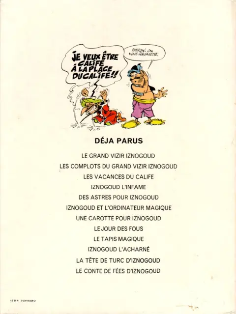Verso de l'album Iznogoud Tome 3 Les vacances du Calife