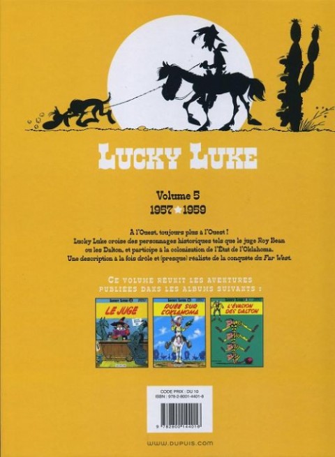 Verso de l'album Lucky Luke L'Intégrale Volume 5 1957-1959