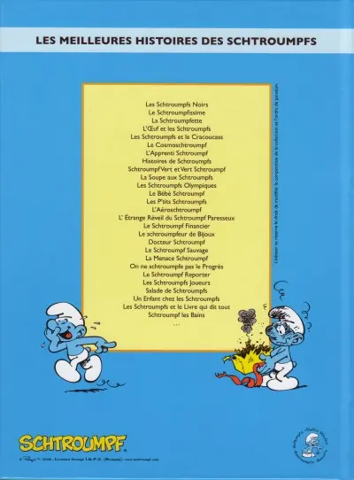 Verso de l'album Les Schtroumpfs Tome 1 Les Schtroumpfs noirs
