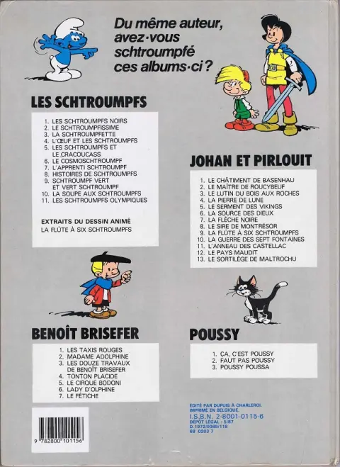 Verso de l'album Les Schtroumpfs Tome 8 Histoires de Schtroumpfs
