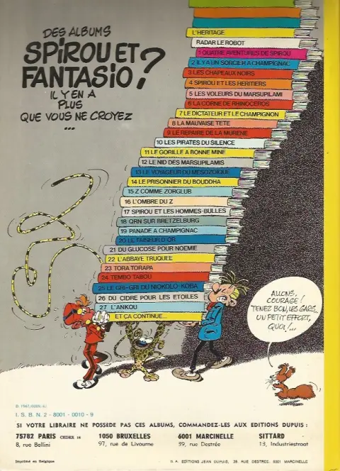 Verso de l'album Spirou et Fantasio Tome 8 La mauvaise tête