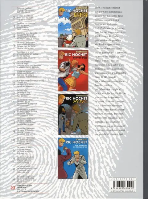 Verso de l'album Ric Hochet Intégrale Tome 20