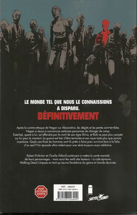 Verso de l'album Walking Dead Tomes 21 et 22 Guerre totale - Une autre vie