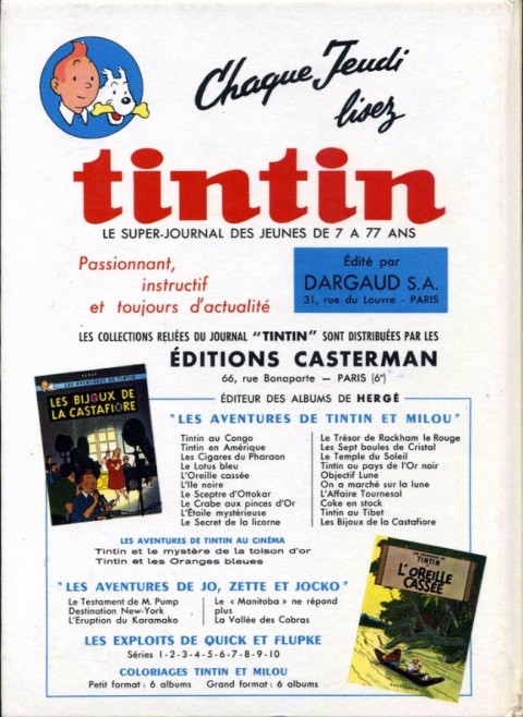 Verso de l'album Tintin Tome 74 Tintin album du journal (n°991 à 1003)