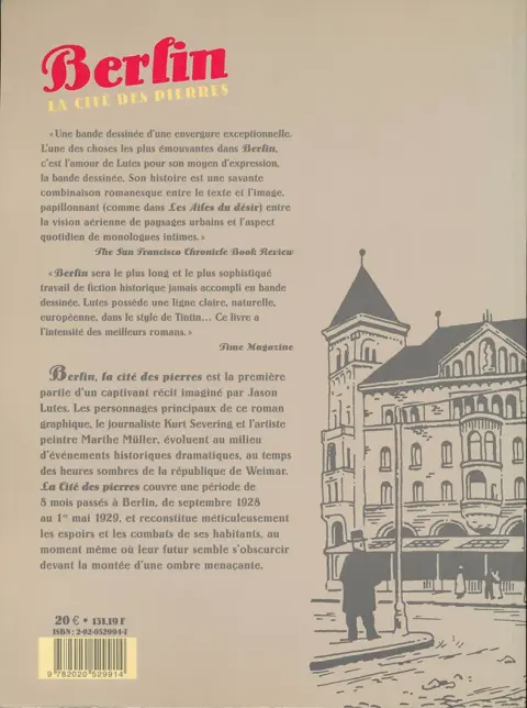 Verso de l'album Berlin Livre Premier La cité des pierres