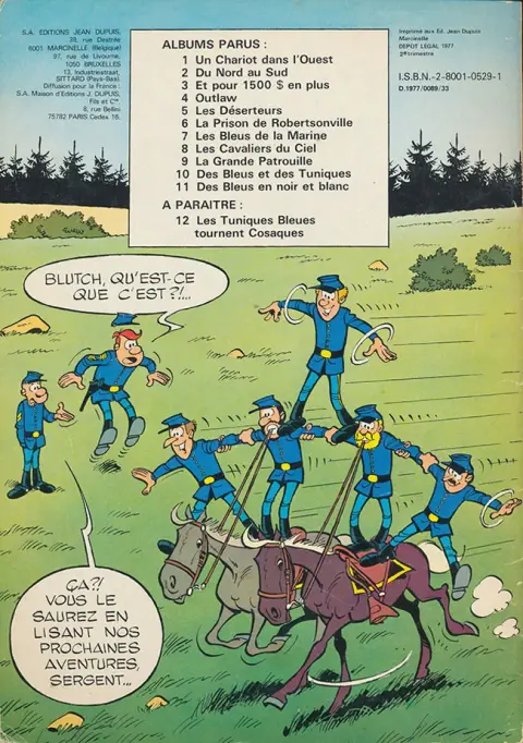 Verso de l'album Les Tuniques Bleues Tome 11 Des bleus en noir et blanc