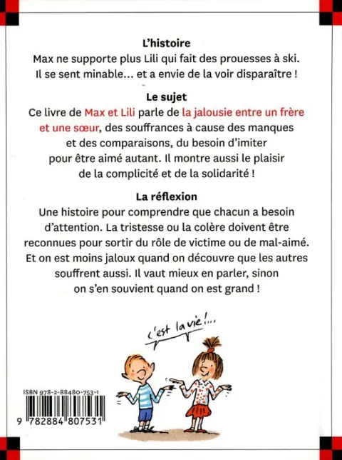 Verso de l'album Ainsi va la vie Tome 113 Max en a marre de sa sœur