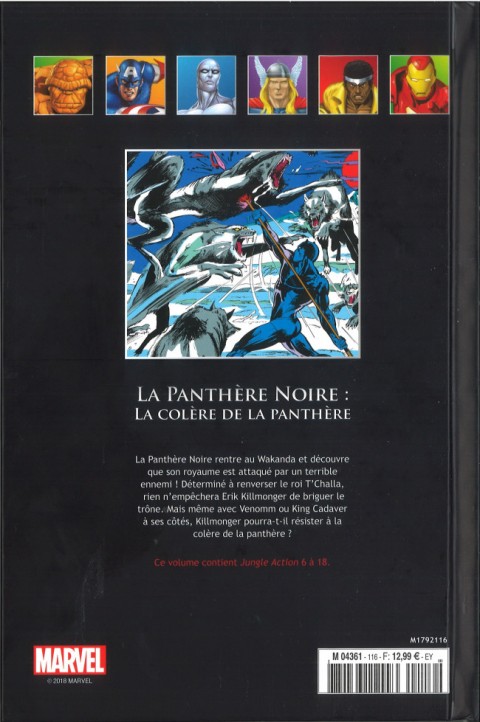 Verso de l'album Marvel Comics - La collection de référence Tome 116 LA Panthères Noire - La Colère de la Panthère