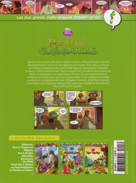 Verso de l'album Les plus grands chefs-d'œuvre Disney en BD Tome 41 La Princesse et la Grenouille
