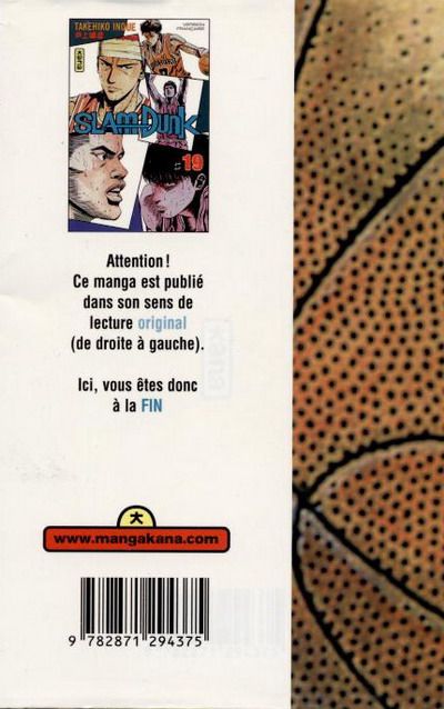 Verso de l'album Slam Dunk #19