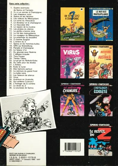 Verso de l'album Spirou et Fantasio Tome 34 Aventure en Australie