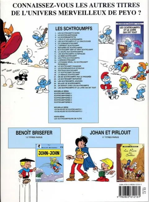 Verso de l'album Les Schtroumpfs Tome 18 Docteur Schtroumpf