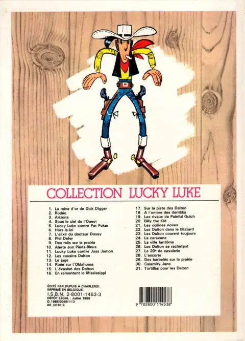 Verso de l'album Lucky Luke Tome 13 Le juge