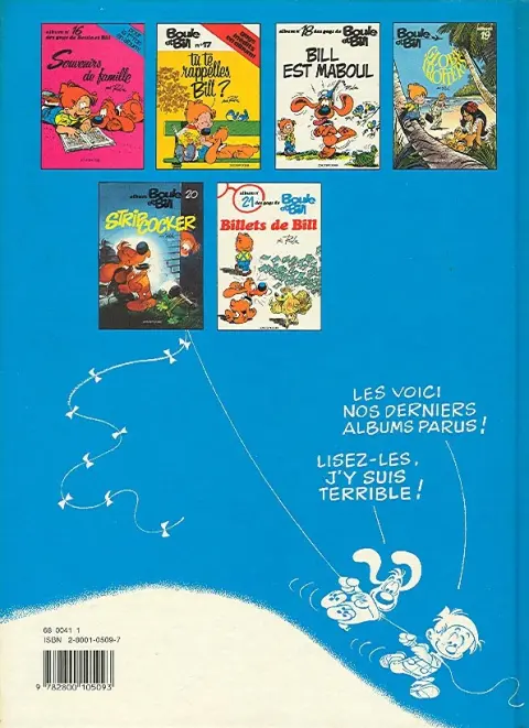 Verso de l'album Boule & Bill Tome 13 Carnet de Bill