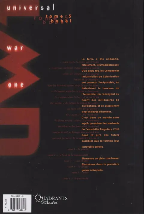 Verso de l'album Universal War One Tome 5
