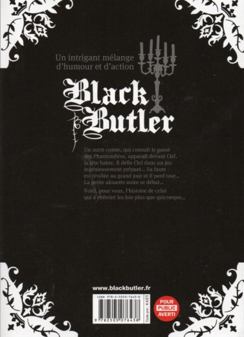 Verso de l'album Black Butler 28 Black Skater