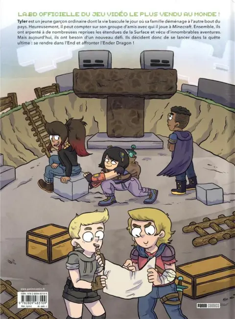 Verso de l'album Minecraft - La BD officielle 1 Chasse à l'Ender Dragon