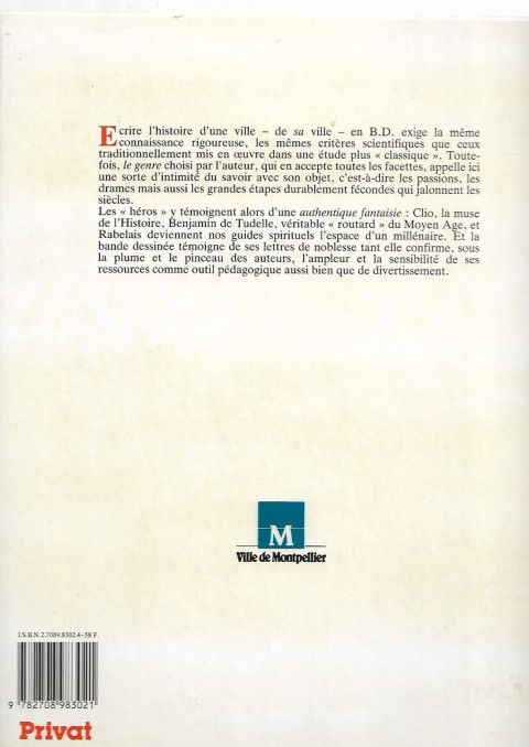 Verso de l'album L'histoire de Montpellier en B.D.